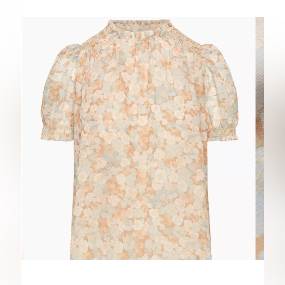 Wilfred Floral Puff Sleeve Blouse XL – Aritzia Women’s Top Pastel Floral